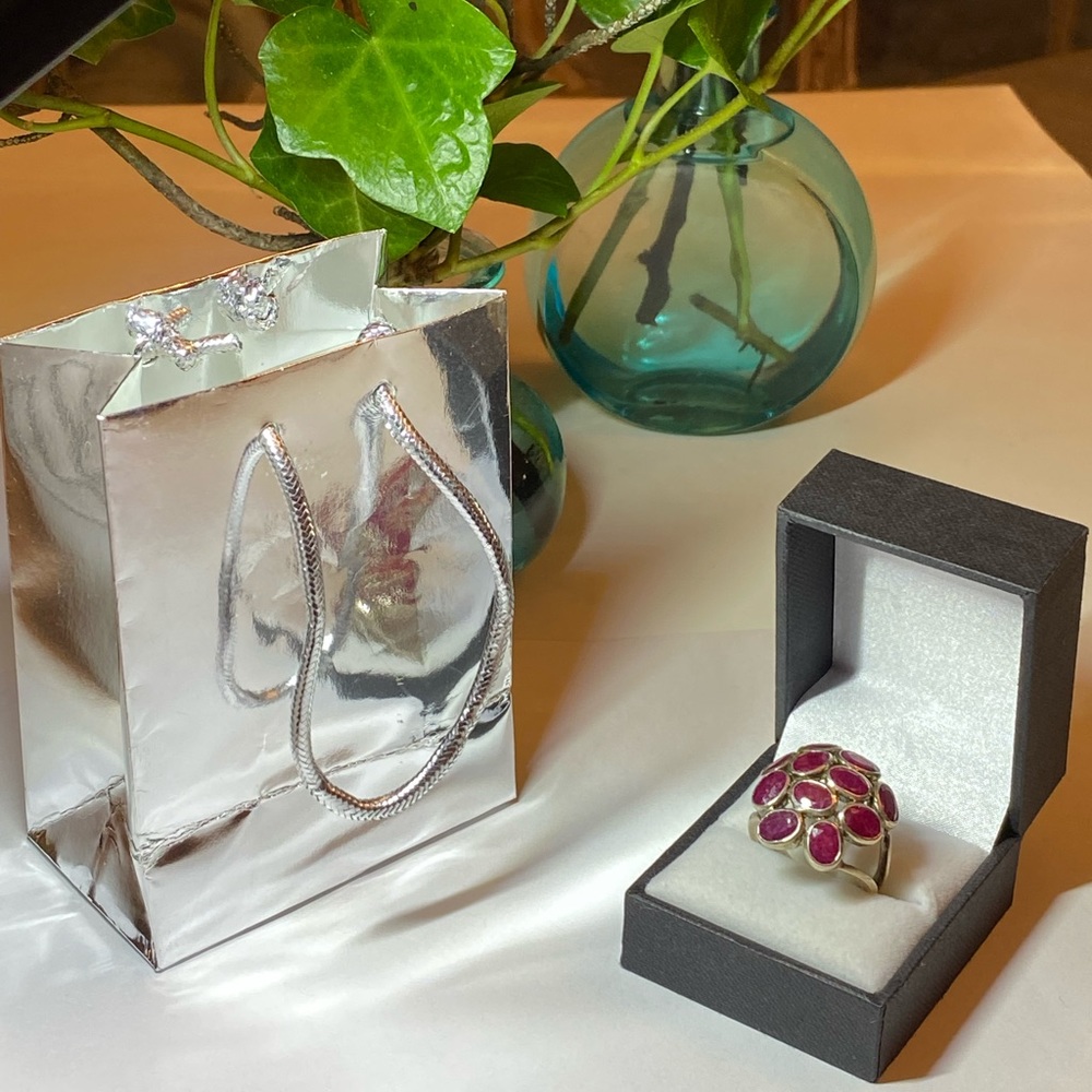 Vintage Rough Ruby Silver Cocktail Ring - image 3